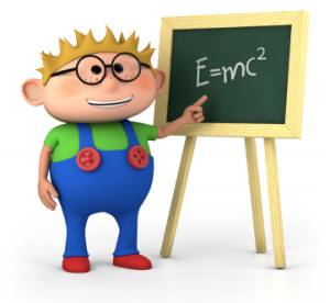 smart little boy with blackboard - high quality 3d illustration