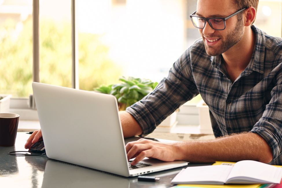 Employee working at laptop